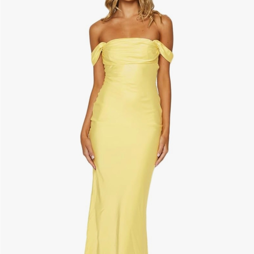 Elegant Yellow Off-Shoulder Dress